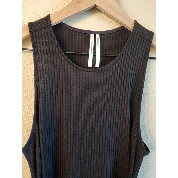 Anthropologie Kingsolver Ribbed Black Midi Dress LBD SZ Medium Sleeveless - Picture 4 of 9